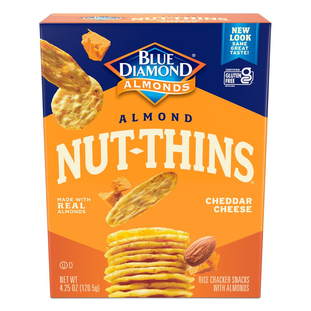 Cheddar Cheese Rice Cracker Snacks with Almonds