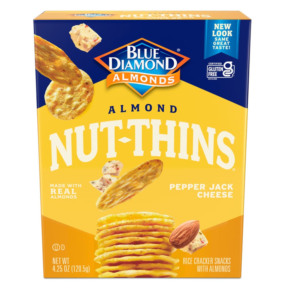 Pepper Jack Cheese Rice Cracker Snacks with Almonds