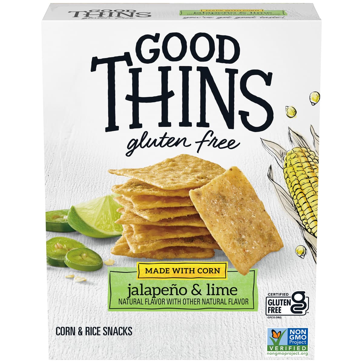 Good Thins Gluten Free Jalapeño & Lime Corn & Rice Snacks 3.5 oz. Box