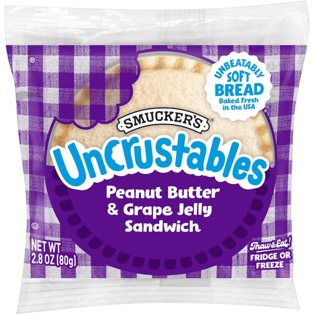 Soft Bread, Peanut Butter & Grape Jelly Sandwich