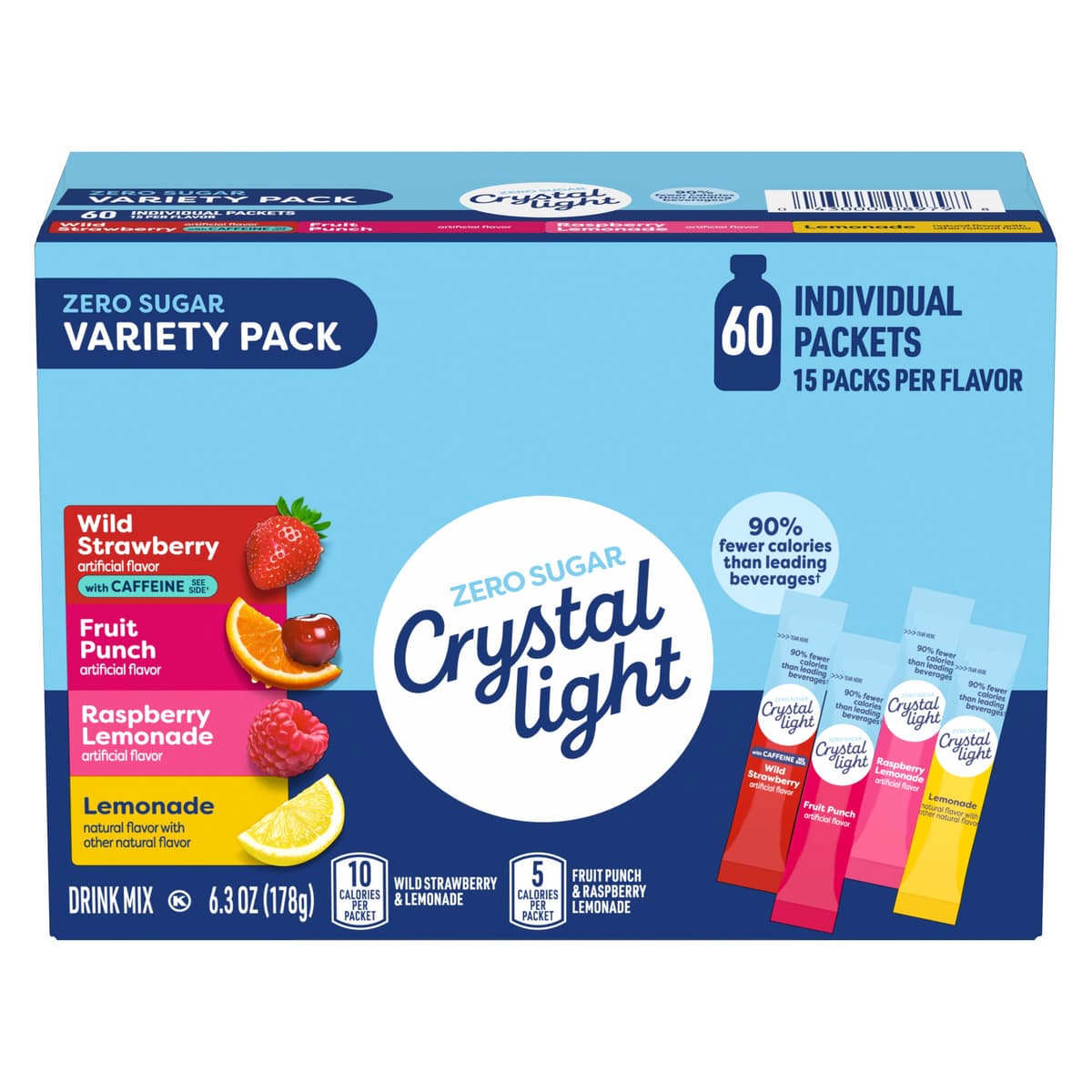 Crystal Light Lemonade, Fruit Punch, Raspberry Lemonade & Wild Strawberry Drink Mix Variety Pack