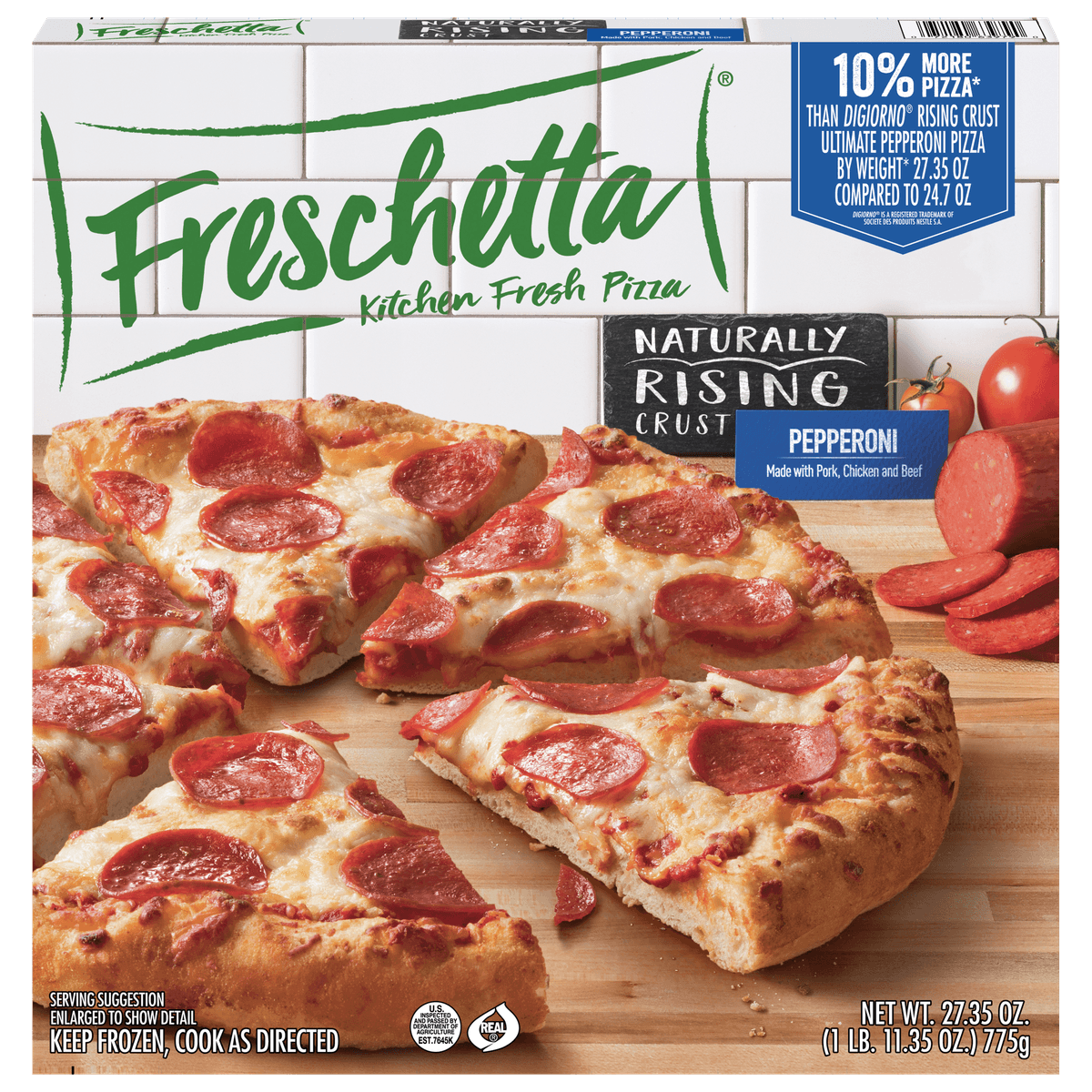Pepperoni Made With Pork, Chicken And Beef Naturally Rising Crust Pizza