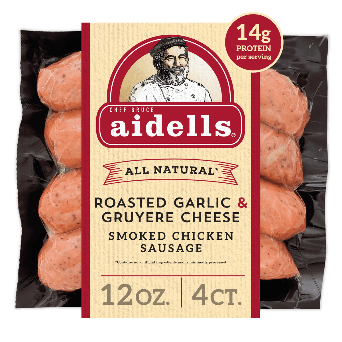 Aidells Smoked Chicken Sausage, Roasted Garlic & Gruyere Cheese