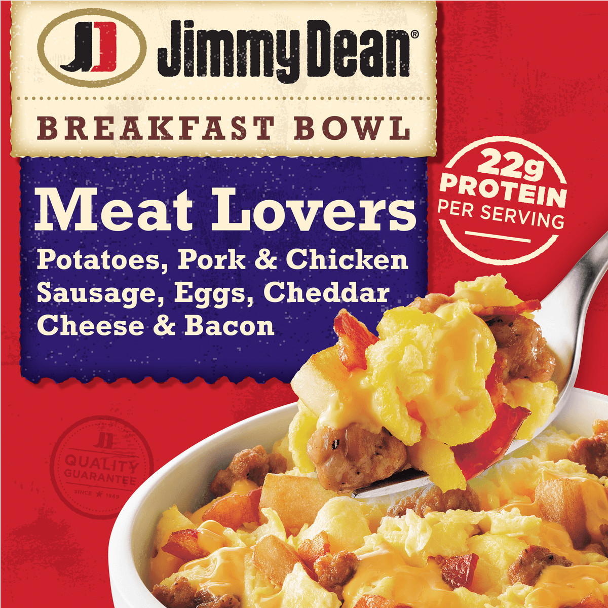 Meat Lovers Potatoes, Sausage, Eggs, Cheddar Cheese & Bacon Breakfast Bowl