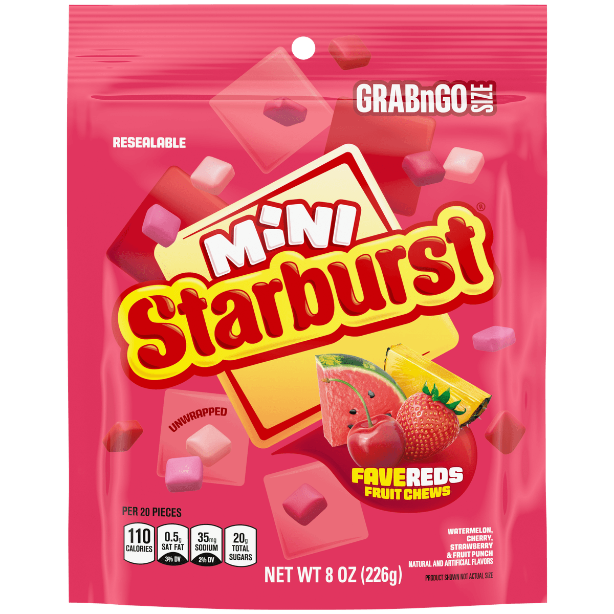 Watermelon, Cherry, Strawberry & Fruit Punch Favereds Mini Fruit Chews