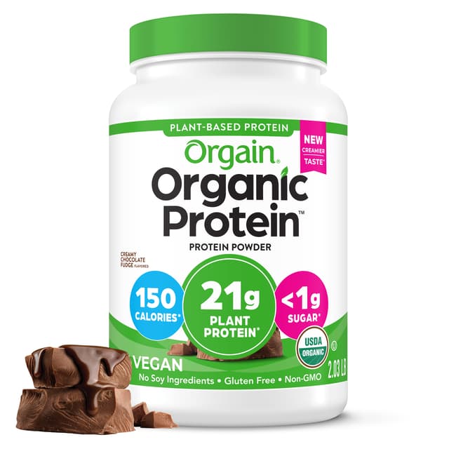 CREAMY CHOCOLATE FUDGE FLAVOR PLANT BASED PROTEIN POWDER, CREAMY CHOCOLATE FUDGE