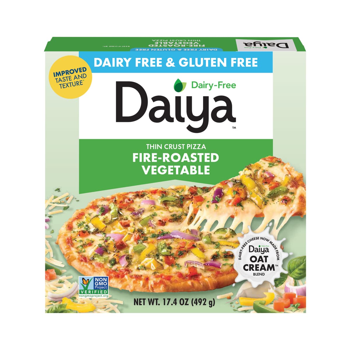 Fire-Roasted Vegetable with Mozzarella Style Shreds, Roasted Red Onions, Bell Peppers, Tomatoes, Garlic & Basil Thin Crust Gluten-Free Pizza