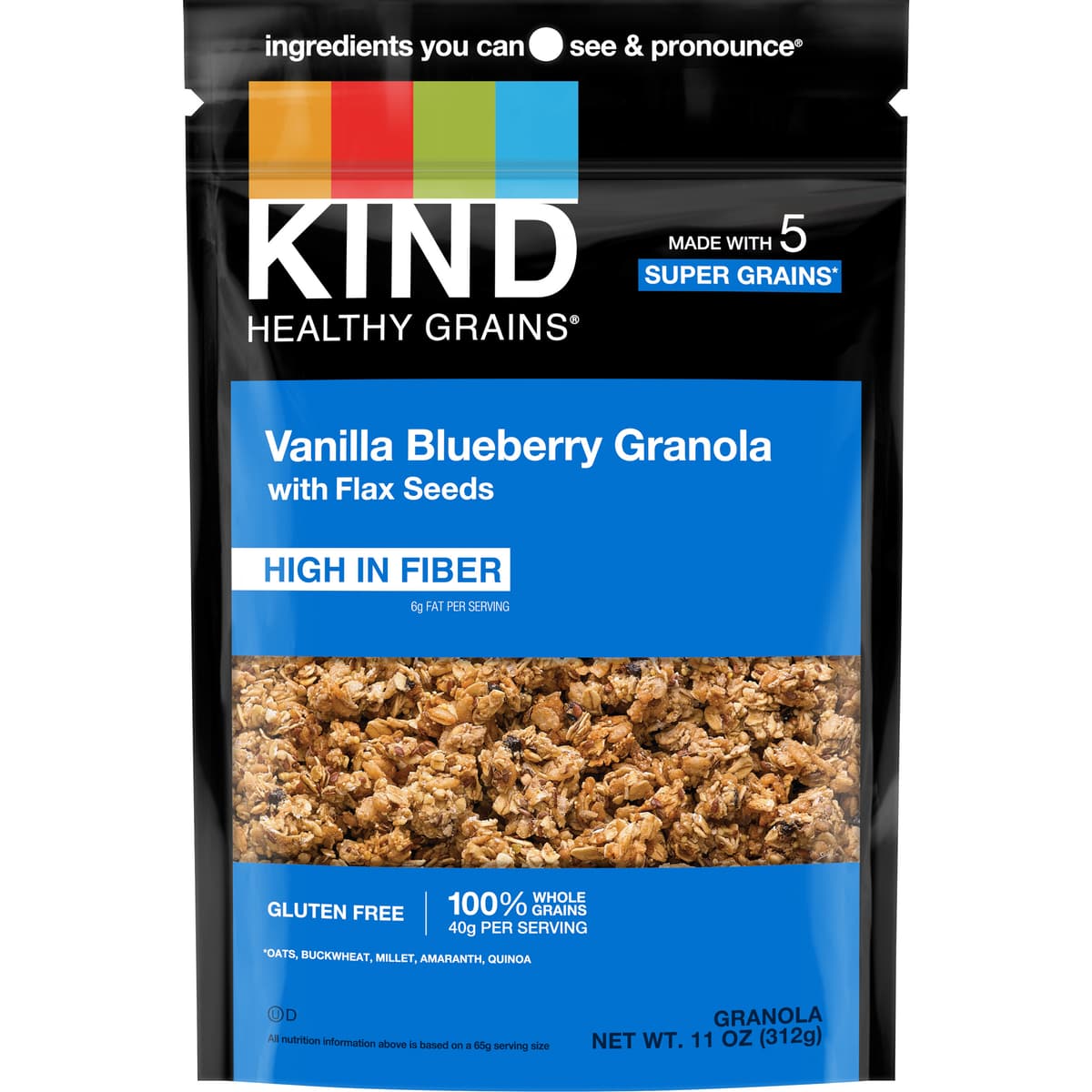 Kind Granola Clusters with Flaxseeds, Vanilla, Blueberry