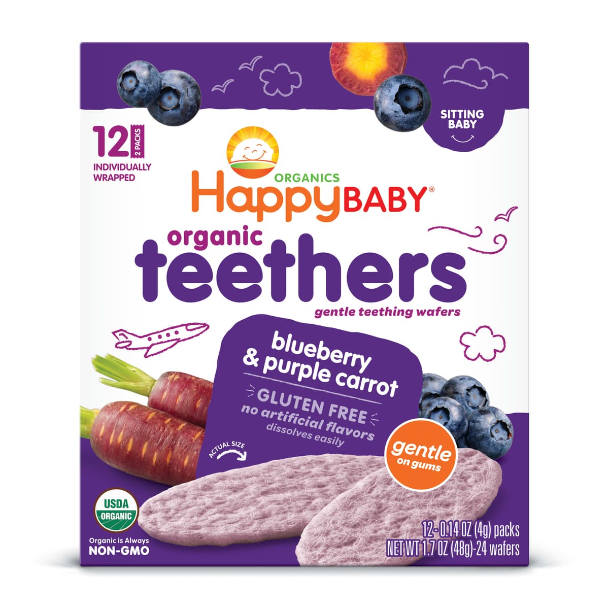 Happy Baby Organic Teether Blueberry and Purple Carrot