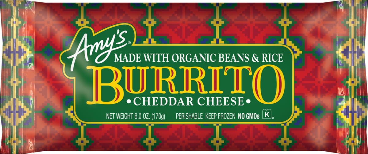 Cheddar Cheese Burrito Made With Organic Beans & Rice