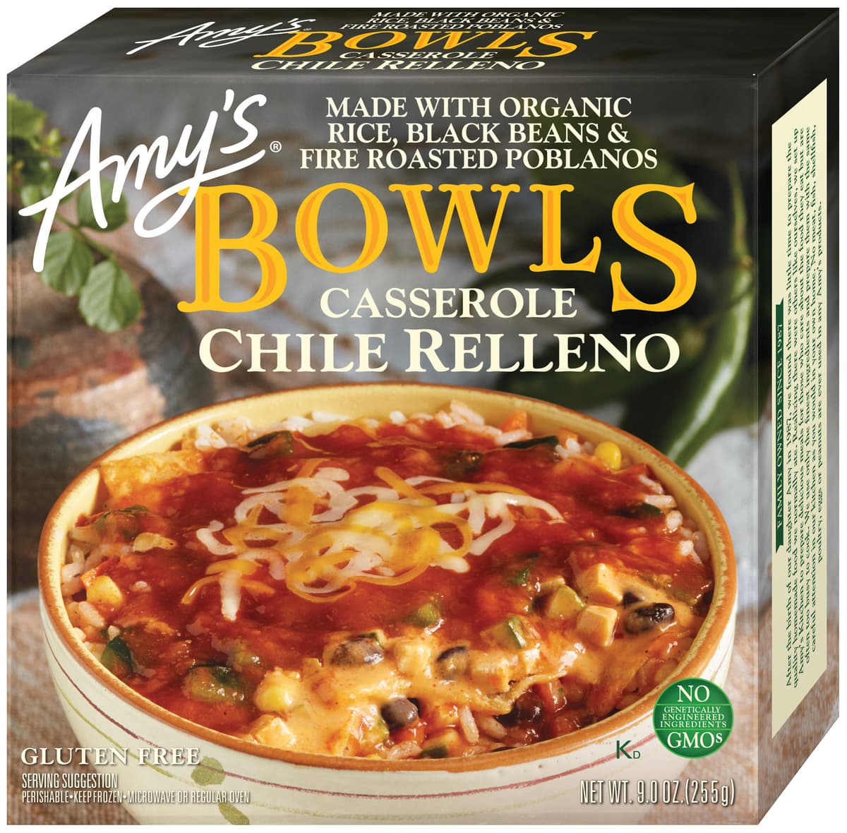 Casserole Chile Relleno Made With Organic Rice, Black Beans & Fire Roasted Poblanos