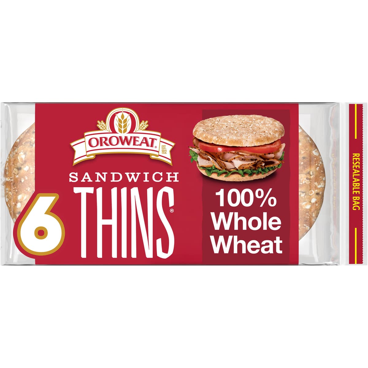 100% Whole Wheat Sandwich Thins Rolls