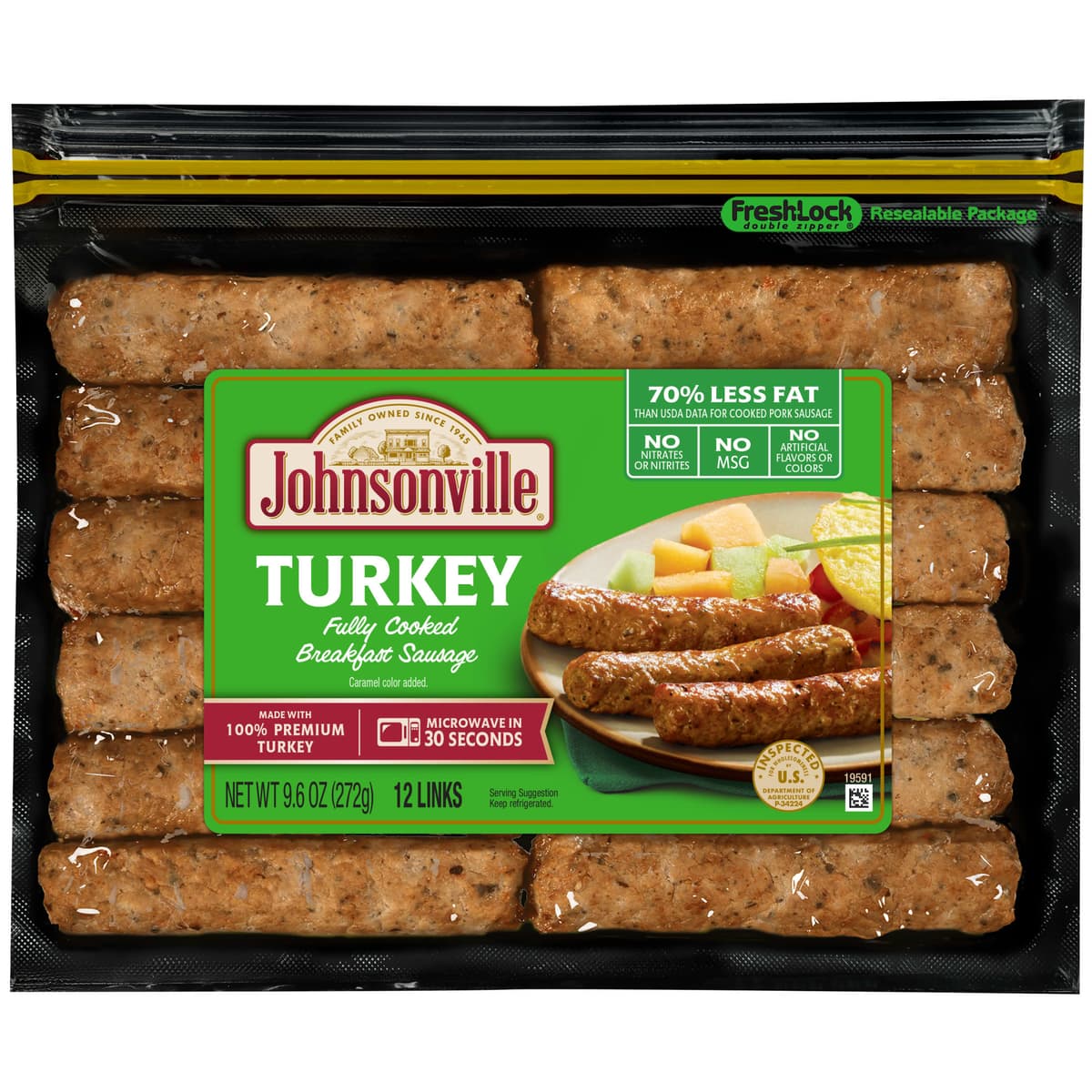 Fully Cooked Breakfast Sausage, Turkey