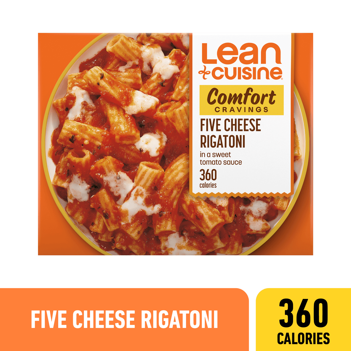Five Cheese Rigatoni Pasta Topped with a Five Cheese Blend in a Sweet Tomato Sauce