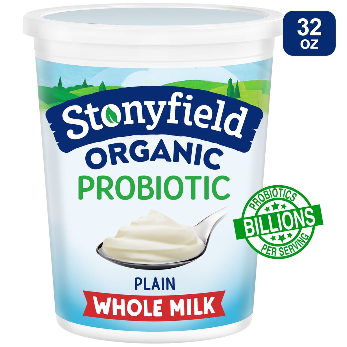 Stonyfield Organic Yogurt, Probiotic, Whole Milk, Plain
