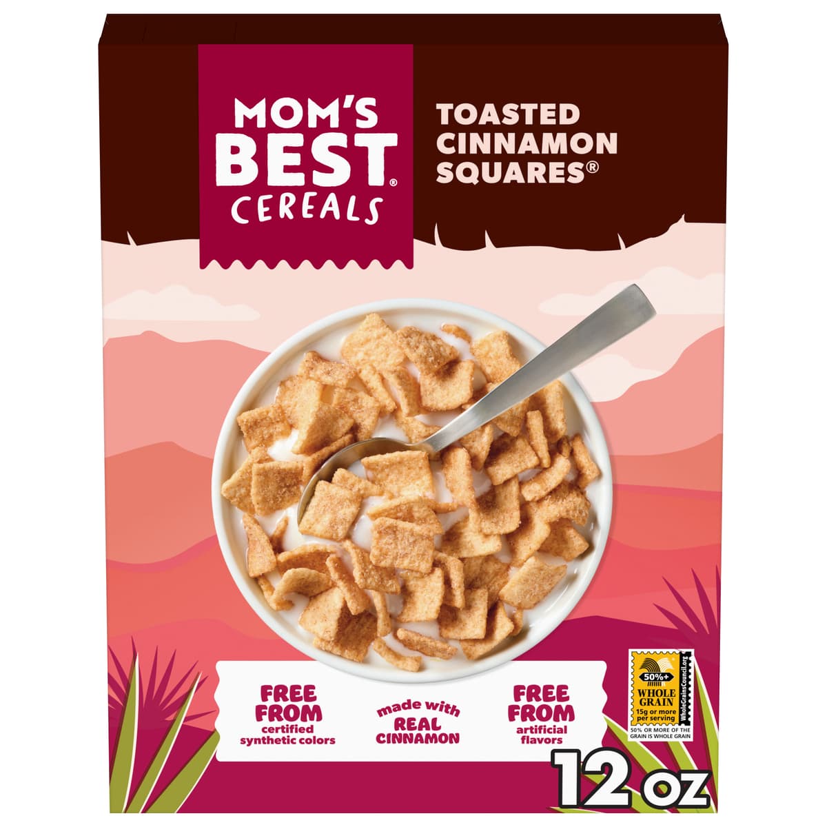 Toasted Cinnamon Squares Sweetened Whole Wheat and Rice Cereal with Cinnamon