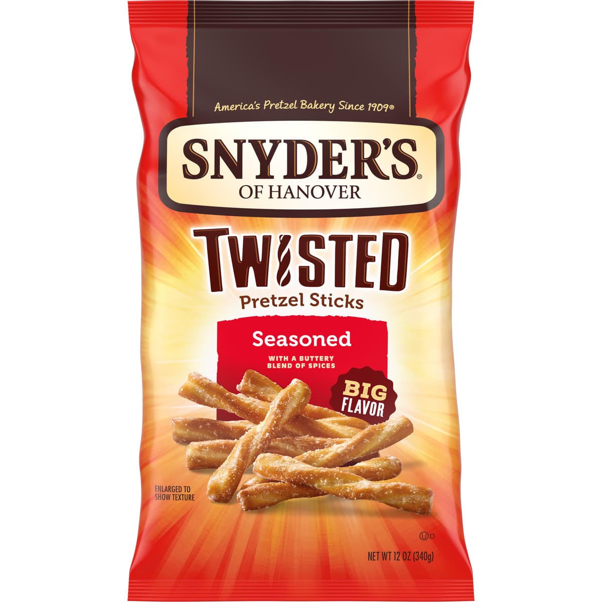 Seasoned With A Dash Of Onion, Garlic & Pepper Twisted Pretzel Sticks